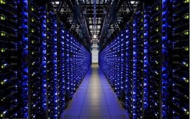 A bustling mining farm hosting various machines, illustrating the secure and efficient environment for cryptocurrency mining